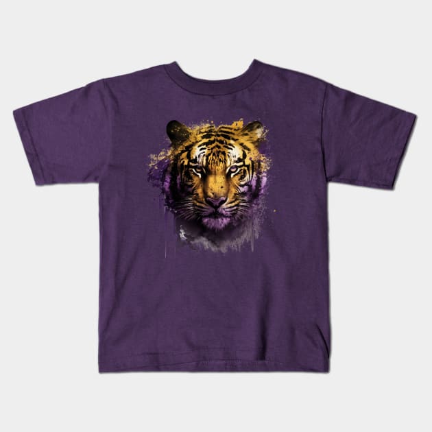 Tiger Face Kids T-Shirt by ThePawPrintShoppe